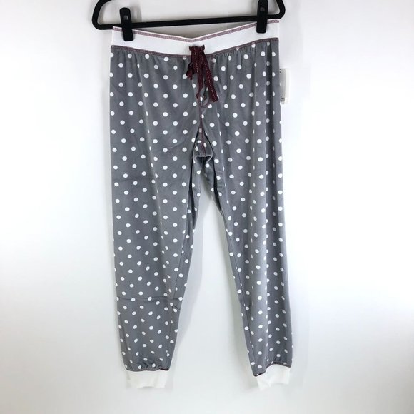 PJ Salvage Womens Pajama Jogger Pants Soft Lounge Polka Dot Drawstring Gray M - Picture 1 of 4